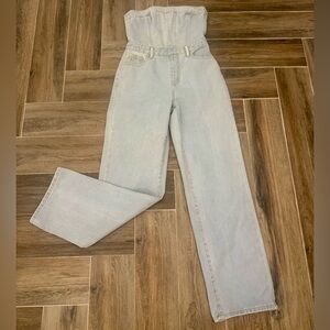 Light Denim Strapless Jumpsuit